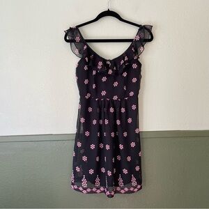 Johnny Martin Ruffle Neckline Camisole Black Mini Dress Jr Sz 1